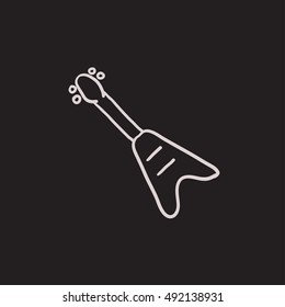 Icono de esbozo vectorial de guitarra eléctrica aislado en el fondo. Dibujo manual Icono de guitarra eléctrica. Icono de esbozo de guitarra eléctrica para infografía, sitio web o aplicación.