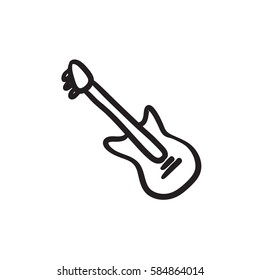 Electric guitar vector sketch icon isolated on background. Hand drawn Electric guitar icon. Electric guitar sketch icon for infographic, website or app.