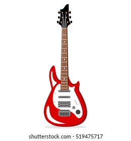 Electric guitar. Vintage label, illustration, logotype. Vector illustration