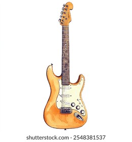 electric guitar watercolor clipart illustration