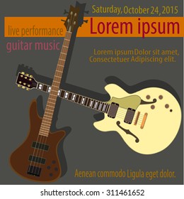 Electric guitar, white background. flat vector style.