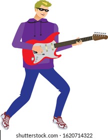 Electric guitarist, Pop Rock band player musician - Vector