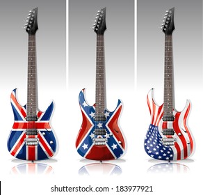 Electric guitars with flags