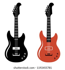 Electric guitars. Guitar silhouettes. Vector illustration