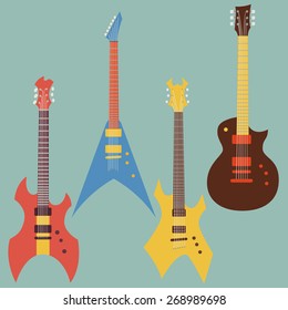 electric guitars set. flat style vector illustration