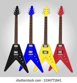 Electric Guitars Vector Illustration With Grey Background