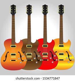 Electric Guitars Vector Illustration With Grey Background