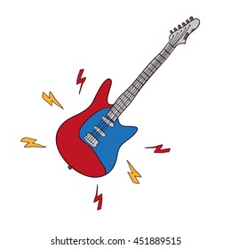Electric guitars vector Music symbols isolated on white background.