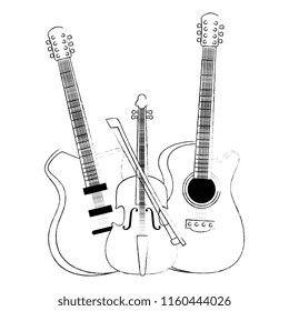 electric guitars and violin instruments