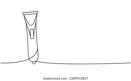 Electric hair clipper, beard trimmer one line continuous drawing. Barber shop and hairdresser tools continuous one line illustration.