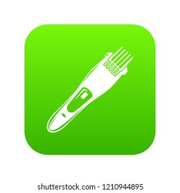Electric hair clipper icon green vector isolated on white background