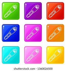 Electric hair clipper icons set 9 color collection isolated on white for any design