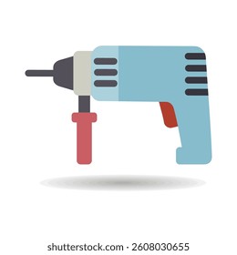 Electric hammer drill vector flat icon. Household electric instrument for boring wood and metal with screwdriver function. Perforator vector illustration