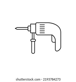 Electric hammer drilling machine icon in line style icon, isolated on white background