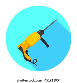 Electric hand drill flat icon. Repair tool. Vector graphic design