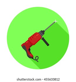 Electric hand drill flat icon. Repair tool. Vector graphic design