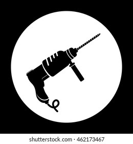 Electric hand drill flat icon. Repair tool. Vector graphic design