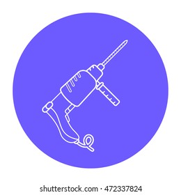 Electric hand drill flat icon. Repair tool. Vector graphic design