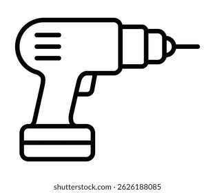 Icono de herramienta de taladro de mano eléctrico. Ilustración vectorial. Trazo editable