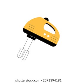 Electric Hand Mixer In Flat Vector Illustration Symbolizing Cooking, Baking, And Kitchen Appliances, Isolated On White Background.