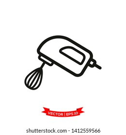 electric hand mixer icon in trendy flat style