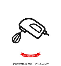 electric hand mixer icon in trendy flat style