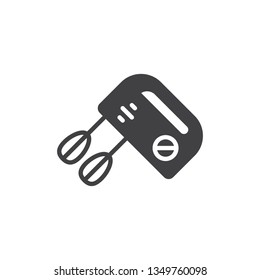 Electric hand mixer vector icon. filled flat sign for mobile concept and web design. Mixer with whisk beaters glyph icon. Symbol, logo illustration. Pixel perfect vector graphics