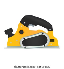 Electric hand plane vector icon. Power wood planer symbol. Woodworking machinery tool or instrument sign. Carpentry handheld equipment.