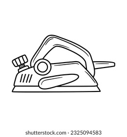 Electric hand planer icon in sketch style. Woodworking tool vector illustration.