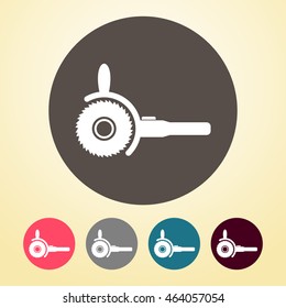 Electric Hand Saw Icon in round shape.
