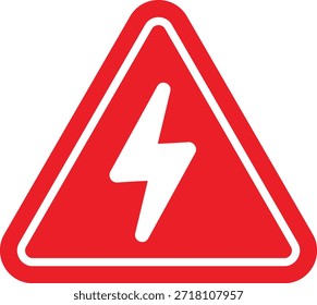 Symbol für elektrische Gefahrenhinweise mit dem Symbol für den Blitzschlag im roten Dreieck für die Sicherheitskennzeichnung, Warnhinweise und die Kennzeichnung der industriellen Gefahren