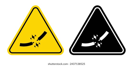 Electric Hazard Warning Line Icon. Risk of Electrocution Alert icon in outline and solid flat style.