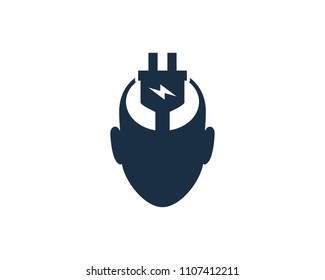Electric Head Icon Logo Design Element