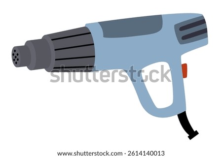 Electric heat gun flat vector Illustration icon for crafting, home improvement, or construction visuals. 