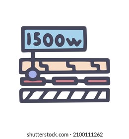 electric heated floor power efficiency color vector doodle simple icon