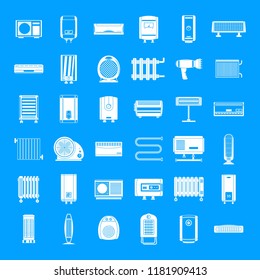 Electric heater device icons set. Simple illustration of 36 electric heater device vector icons for web