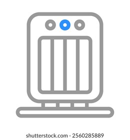 Electric heater icon. Concept of heating, climate control, and home appliance.