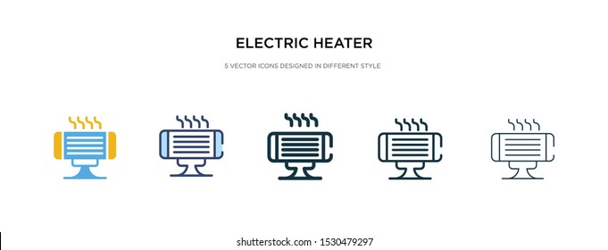 electric heater icon in different style vector illustration. two colored and black electric heater vector icons designed in filled, outline, line and stroke style can be used for web, mobile, ui