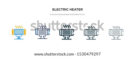 electric heater icon in different style vector illustration. two colored and black electric heater vector icons designed in filled, outline, line and stroke style can be used for web, mobile, ui