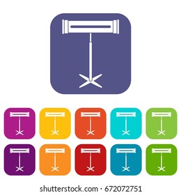 Electric heater icons set vector illustration in flat style In colors red, blue, green and other