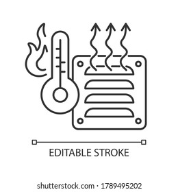 Electric heater linear icon. Air heating device, domestic amenity thin line customizable illustration. Contour symbol. Winter climate control. Vector isolated outline drawing. Editable stroke