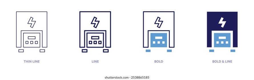 Electric heater machine icon in 4 different styles. Thin Line, Line, Bold, and Bold Line. Duotone style. Editable stroke.