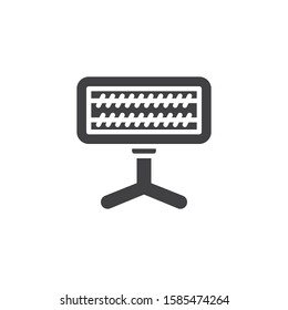 Electric Heater on stand vector icon. filled flat sign for mobile concept and web design. Tungsten spiral heater glyph icon. Symbol, logo illustration. Vector graphics