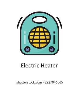 Electric Heater Vector Filled Outline Icon Design illustration. Housekeeping Symbol on White background EPS 10 File