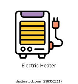 Elektrischer Heizkörper, Vektor ausgefüllte Umrissgrafik Design. Symbol auf weißem Hintergrund EPS10-Datei