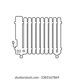 Electric heater vector line icon in flat