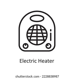 Ilustración de diseño del icono de contorno del vector del calefactor eléctrico. Símbolo de la casa sobre fondo blanco Archivo EPS 10