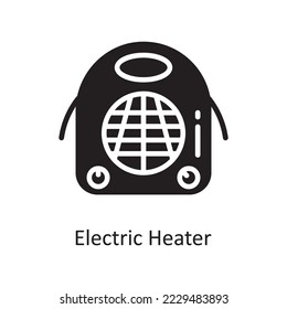 Electric Heater Vector Solid Icon Design illustration. Housekeeping Symbol on White background EPS 10 File