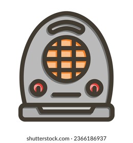Electric Heater Vector Thick Line Filled Colors Icon For Personal And Commercial Use.
