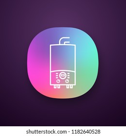 Electric heating boiler app icon. House central heater. Heating system. UI/UX user interface. Web or mobile application. Vector isolated illustration